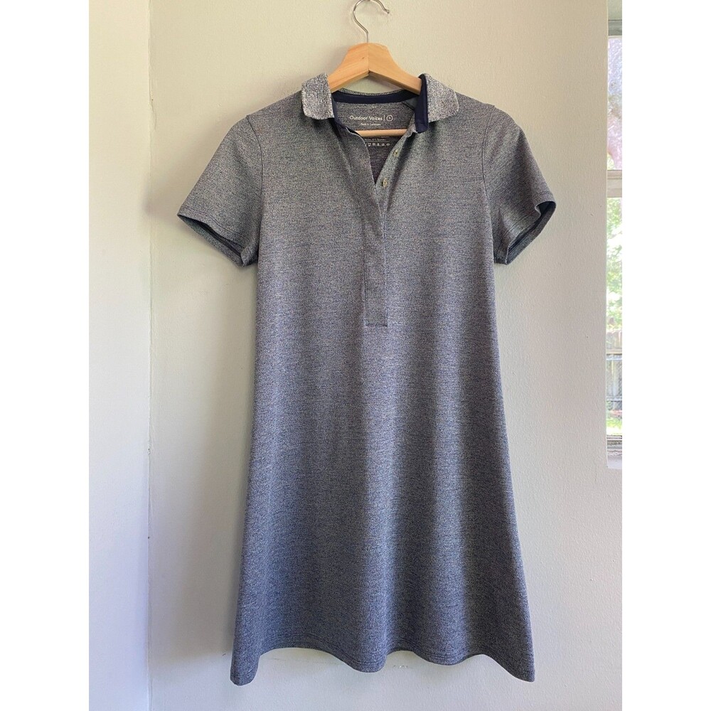 Outdoor Voices Tennis Players Breathable Heathered Blue Polo Tennis Dress Small